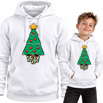 BLUZA Z KAPTUREM  ŚWIĄTECZNA CHOINECZKA
